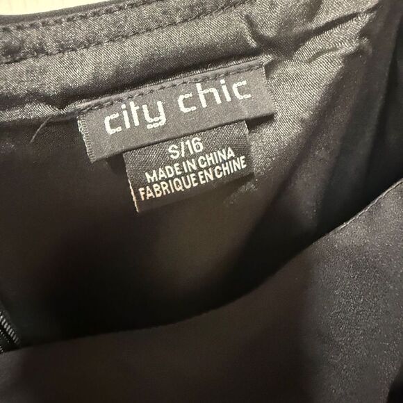 City Chic Black Flirtation Drape Midi Dress Size 16 - Picture 7 of 8